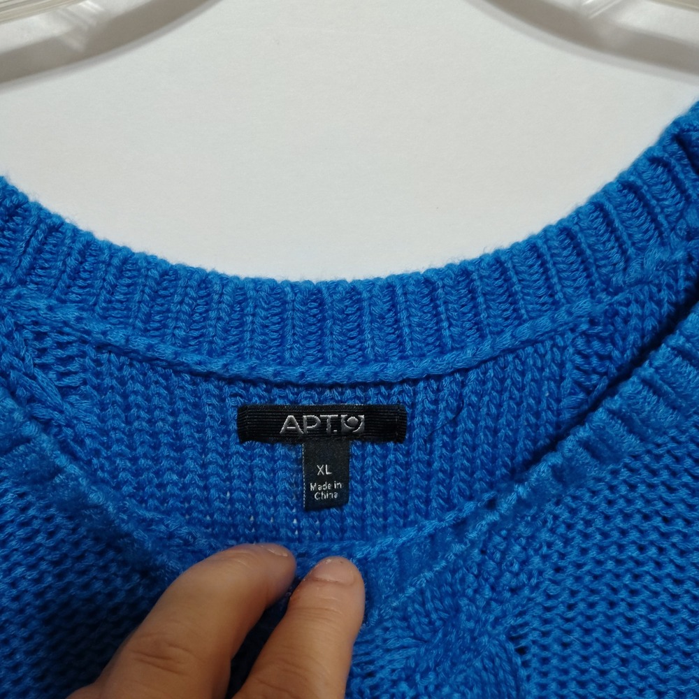APTIO Blue Cable Knit Sweater Long Sleeve‎ Crew Neck Women's XL - Picture 3 of 7